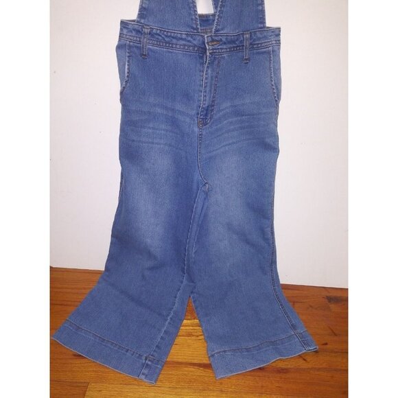 TINSELTOWN Bib Overalls Sz 9 W32 Denim Stretch wide leg Hipster Romper light blu - Picture 5 of 11